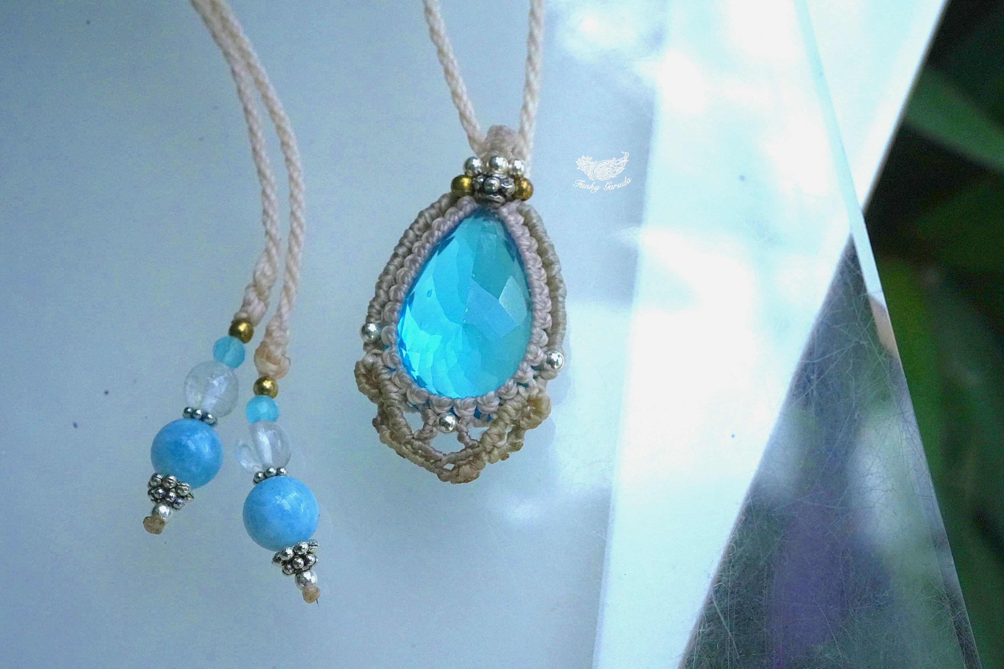 ☆ブルートパーズ マクラメネックレス1311 | Funky garuda(ファンキー