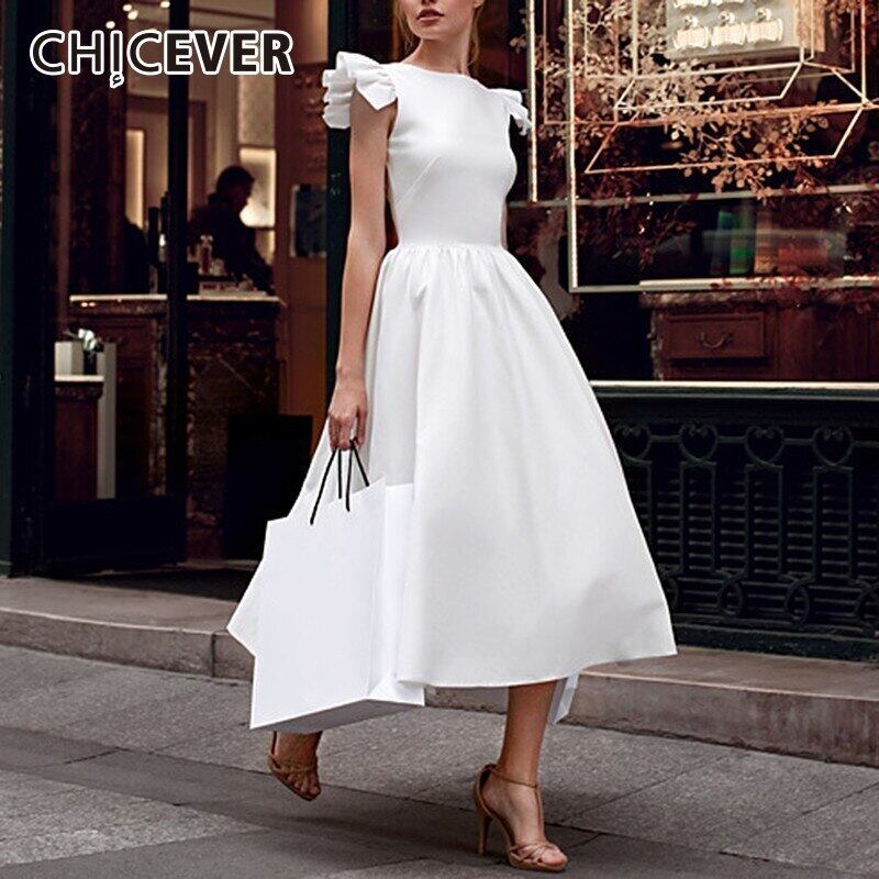 CHICEVERヴィンテージドレス女性ノースリーブパッチワークフリルウエストプラスサイズのパーティードレス2020 ラッフル 大きめサイズ ビンテージ 6base546491835367