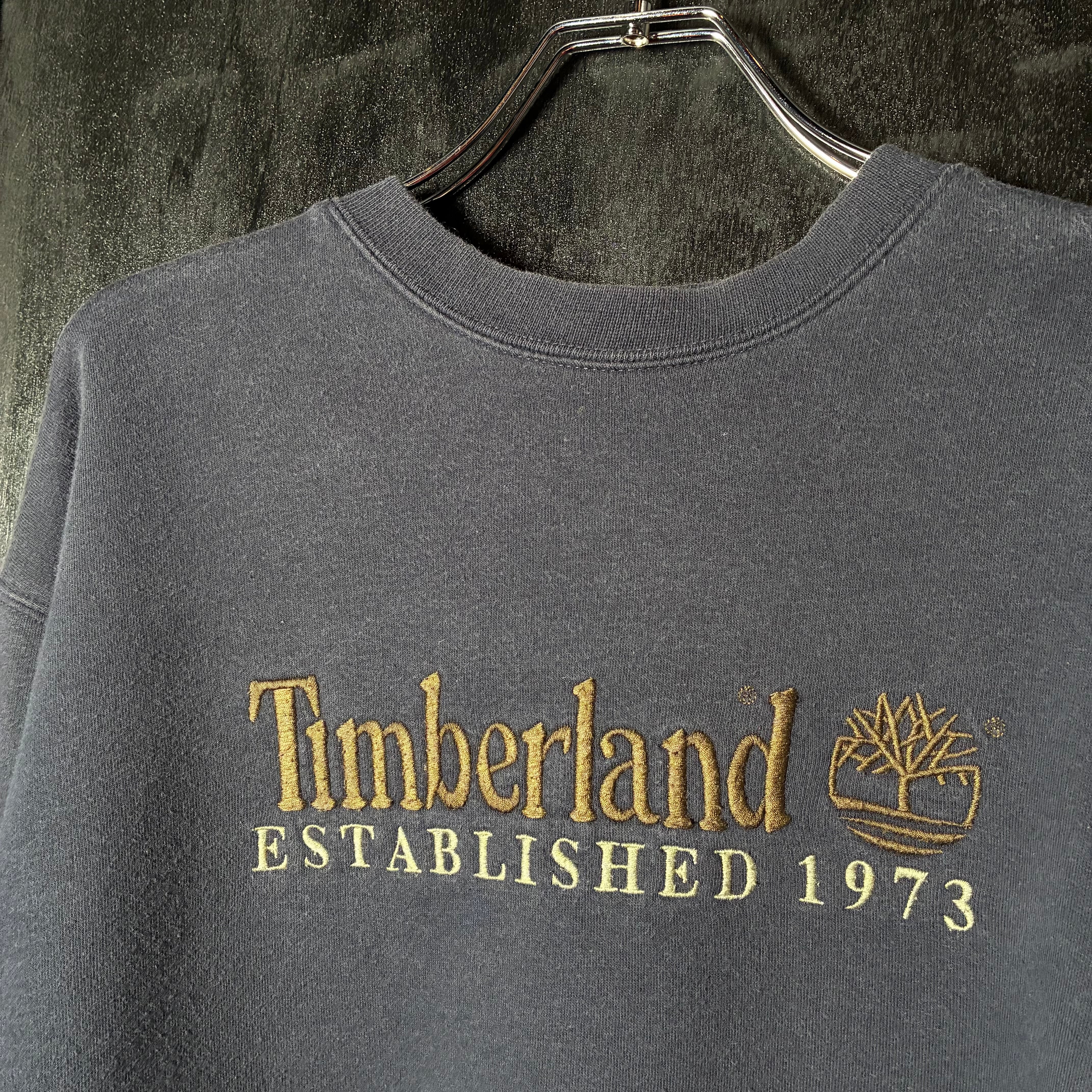90s〜00s OLD Timberland 刺繍ロゴスウェット ネイビー ティンバー M