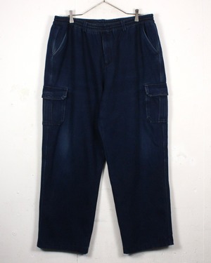 【Caka act2】Indigo Dyed Vintage Loose Sweat Cargo Pants