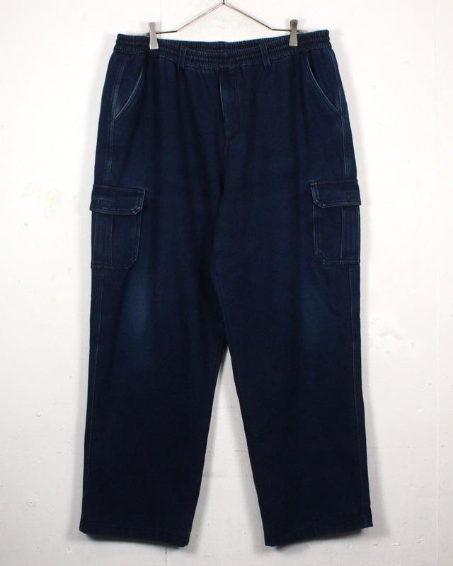 【Caka act2】Indigo Dyed Vintage Loose Sweat Cargo Pants