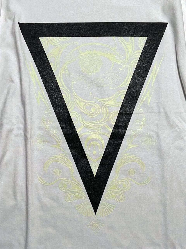 神眼芸術『Triangle』Long sleeve T-shirt (White) Glow in the Dark