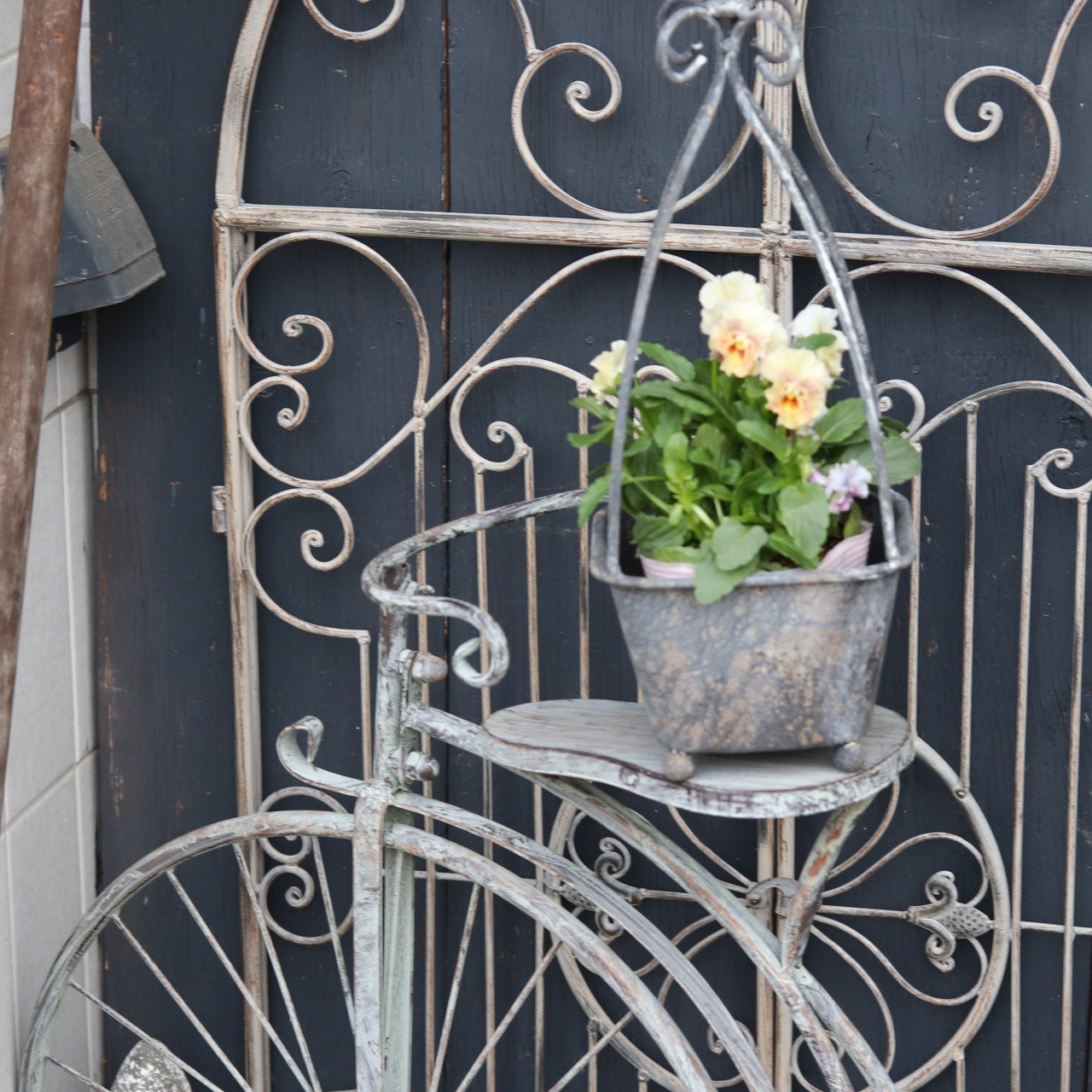 ブリキ植木鉢　ハンズスクエア　スクエアポット　アンティーク調　シャビーシック　オシャレ　UF535