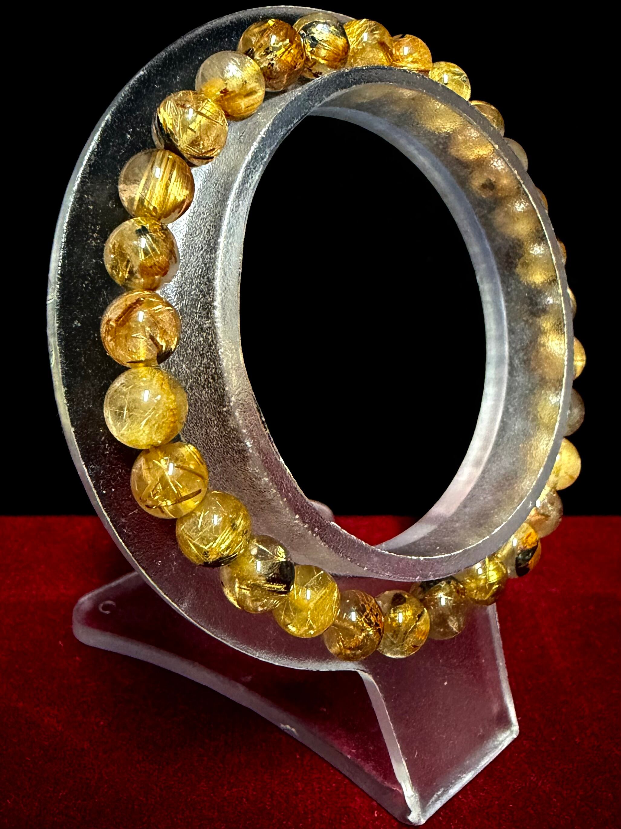 3) 美品!「ゴールド・ルチル」ブレスレット6.5mm