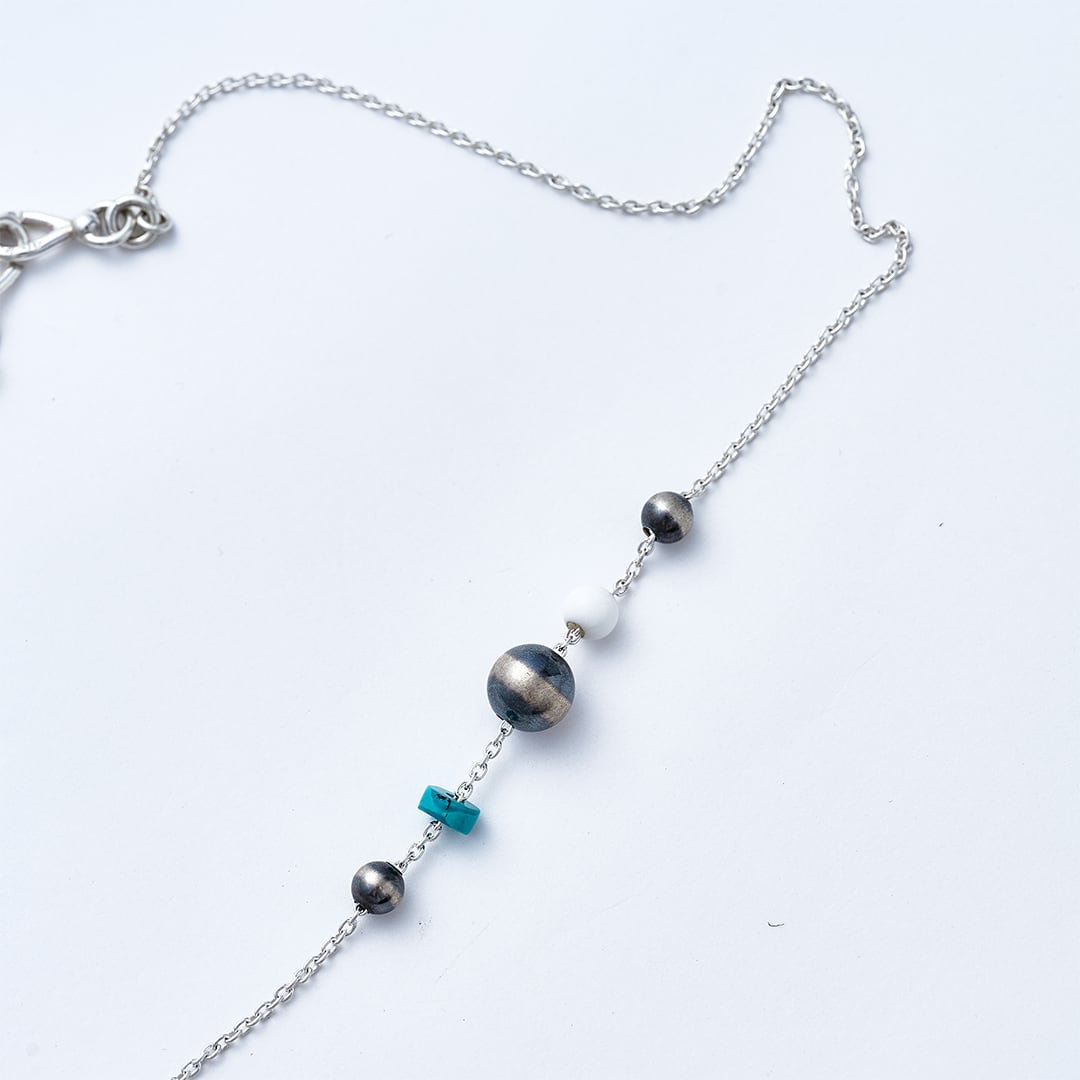 C-047 Navajo Pearl Necklac(White onyx,turquoise) (45cm) | WAKAN