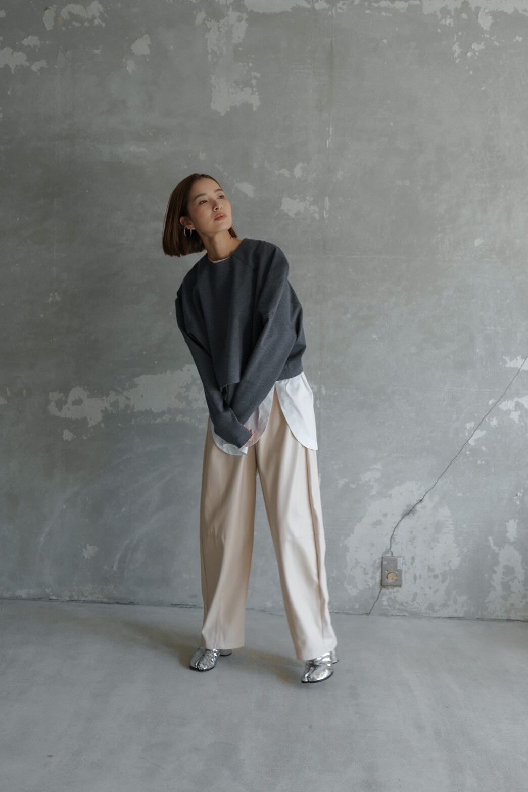 barrel leather pants(light grage) 10月下旬発送予定 | roughlow 