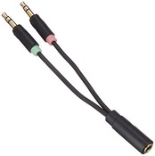 エレコム(ELECOM) オーディオ変換ケーブル (4極メス- 3極オス,×2) 3.5mm【マイク付きイヤホンをPCで使用するための変換ケーブル】 AV-35AD01BK