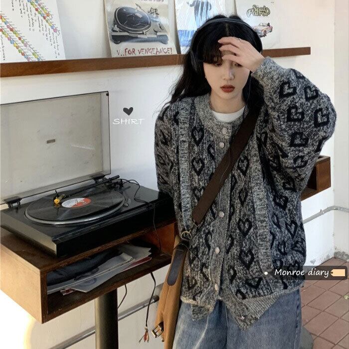 ヴィンテージセーター スタンダードスプリングカーディガントップス レトロ 春物 ビンテージ モンロー38095382075