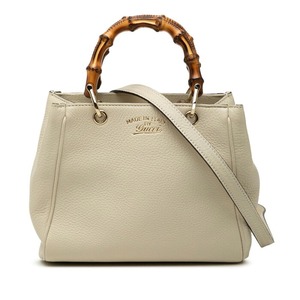 グッチ バンブー ハンドバッグ ショルダーバッグ 2WAY 368823 ホワイト レザー レディース GUCCI 【中古】