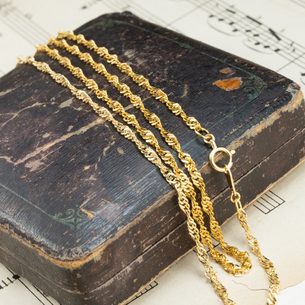 ヴィンテージ K18 ゴールド ジュエリー スクリュー デザイン ロング チェーン ネックレス 70cm MON00321