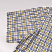 イタリア製 DAKS ダックス チェック柄 ボックス丈 半袖シャツ サイズ 40 /15 3/4 /ホワイト×イエロー×ブルー