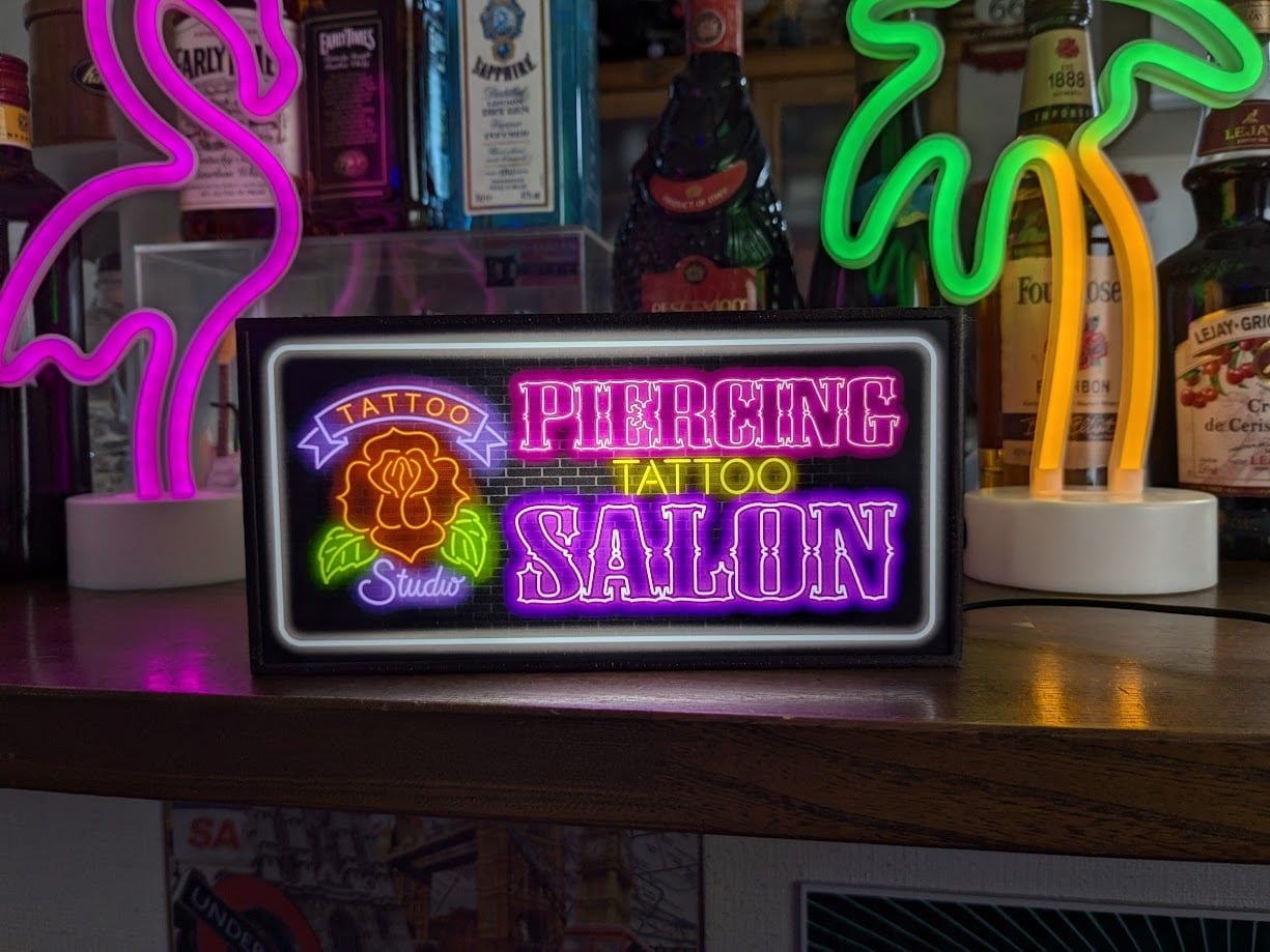 【Lサイズ】TATTOO タトゥー 刺青 入れ墨 看板 置物 雑貨 ライトBOX