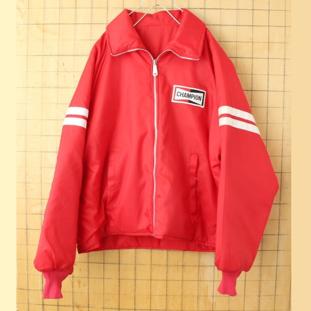 70s 80s USA製 CHAMPION SPARK PLUG リバーシブル ナイロン 中綿 