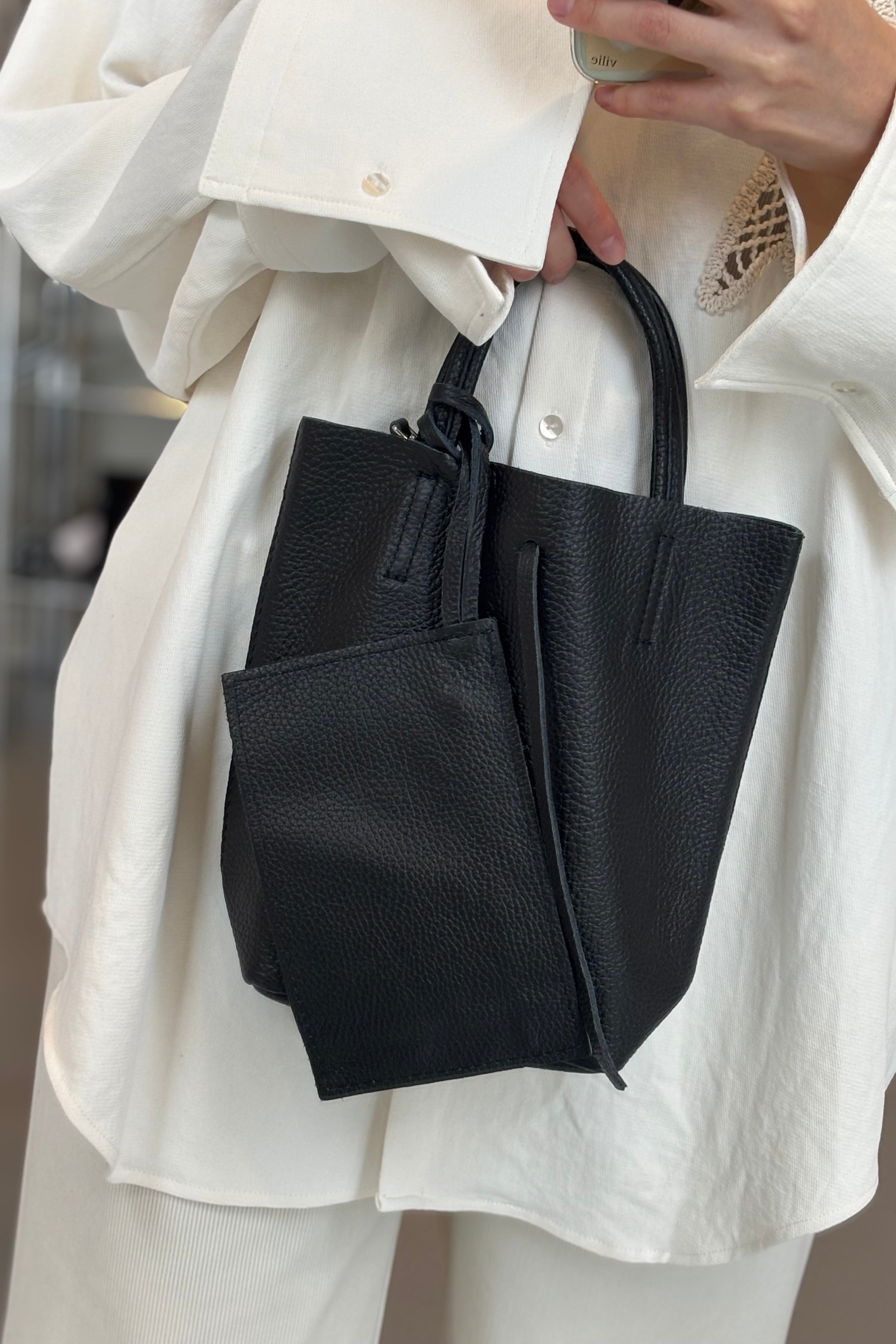 MILLELA FIRENZE Shrink leather mini toteシュリンクレザーミニトート