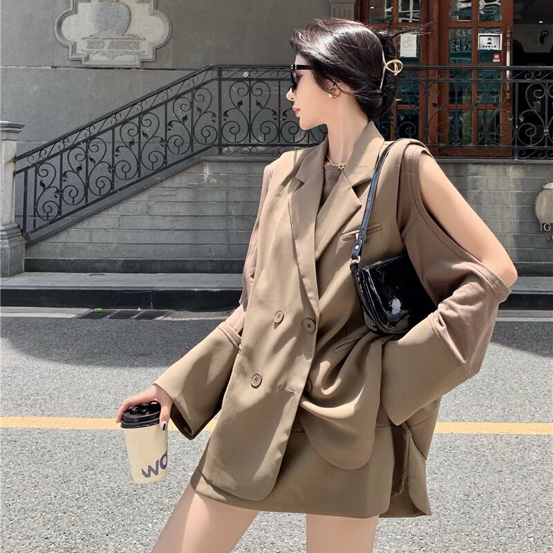 オータムノースリーブジャケット ストラップレスシャツ 秋物 ガールズファッション60147105305