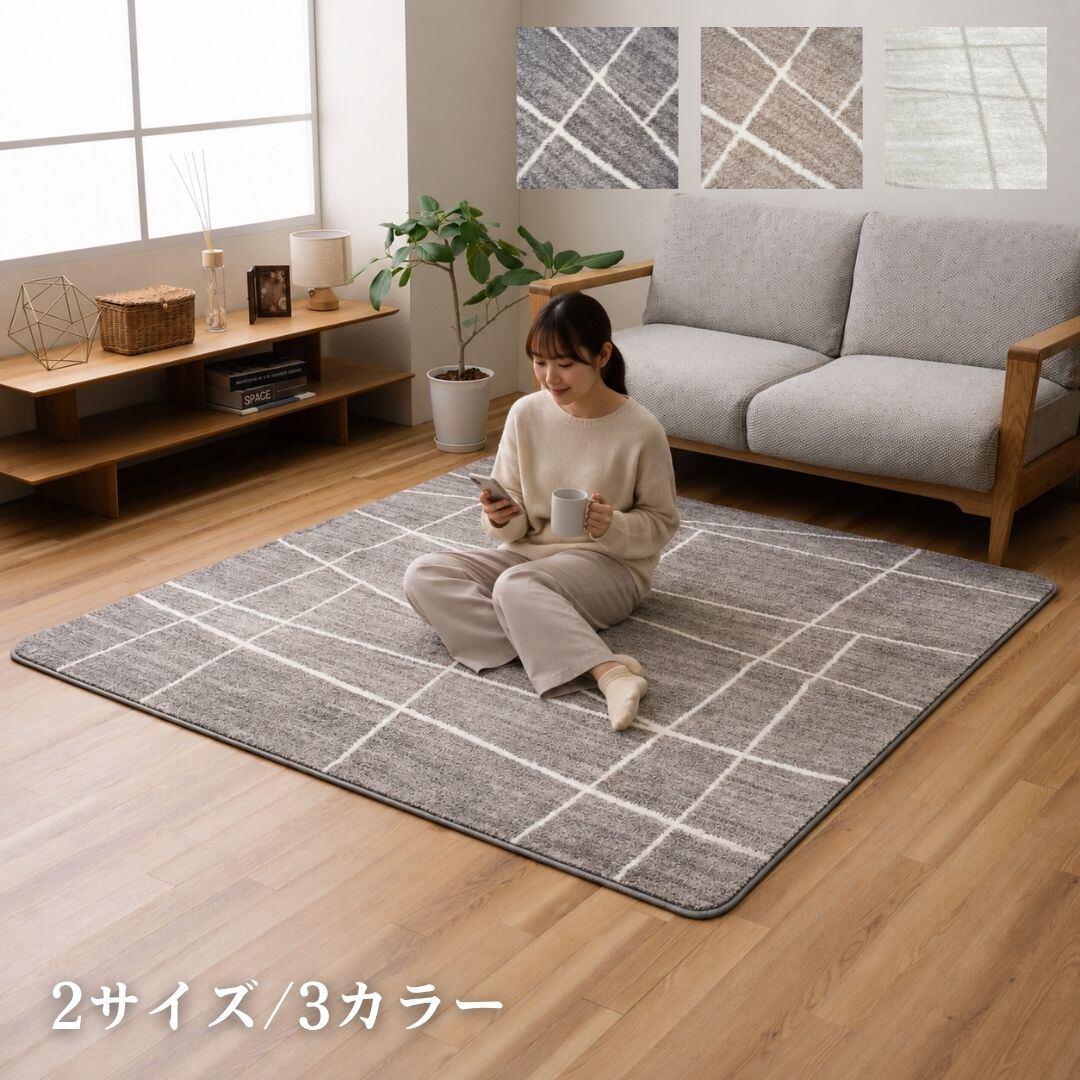 【期間限定10%OFF】カーペット・ラグ アークⅡ GY 200×240cm