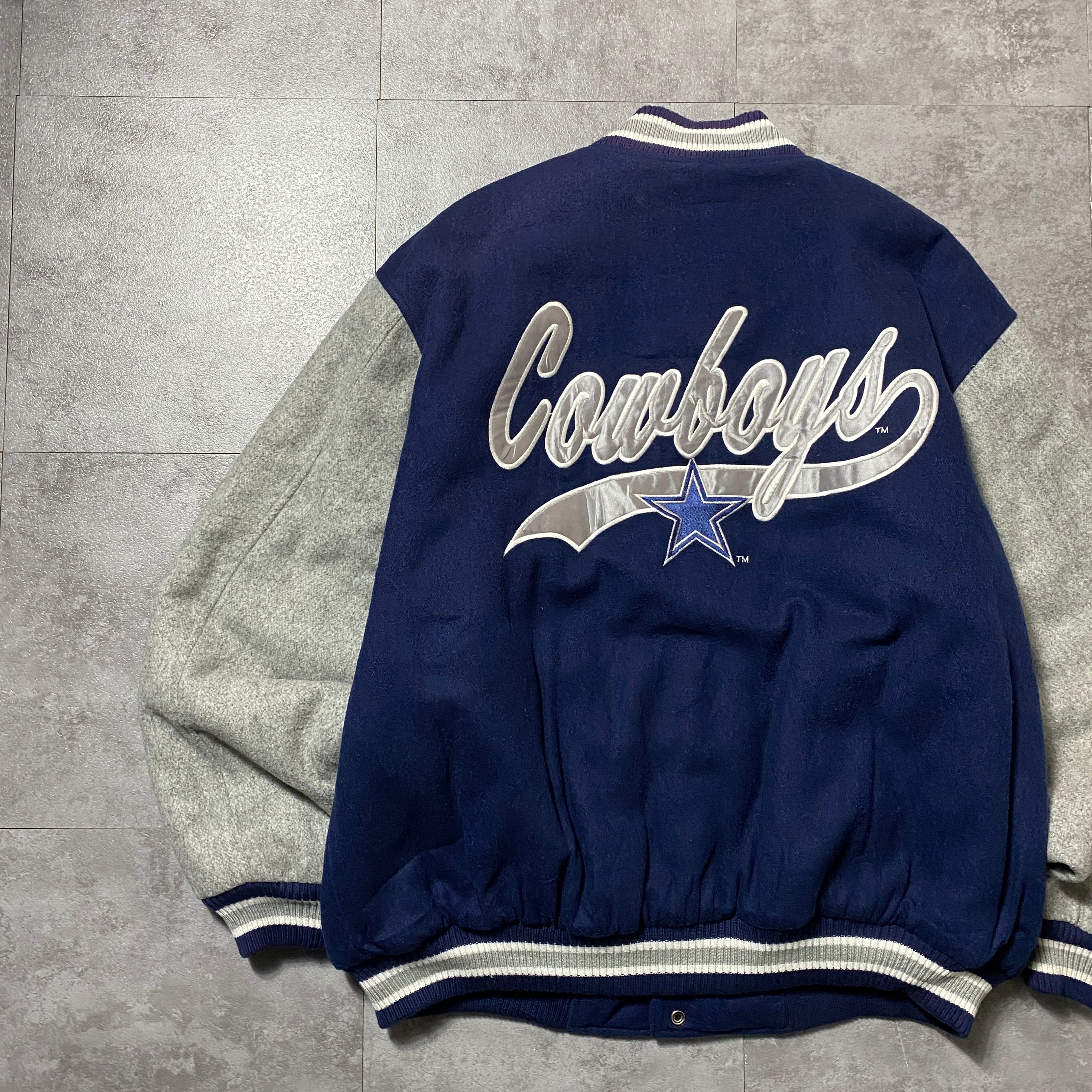 90's NFL ダラス・カウボーイズ リバーシブル　スタジャン 90's NFL ダラス・カウボーイズ バックロゴ ラインリブ 中綿 ウール