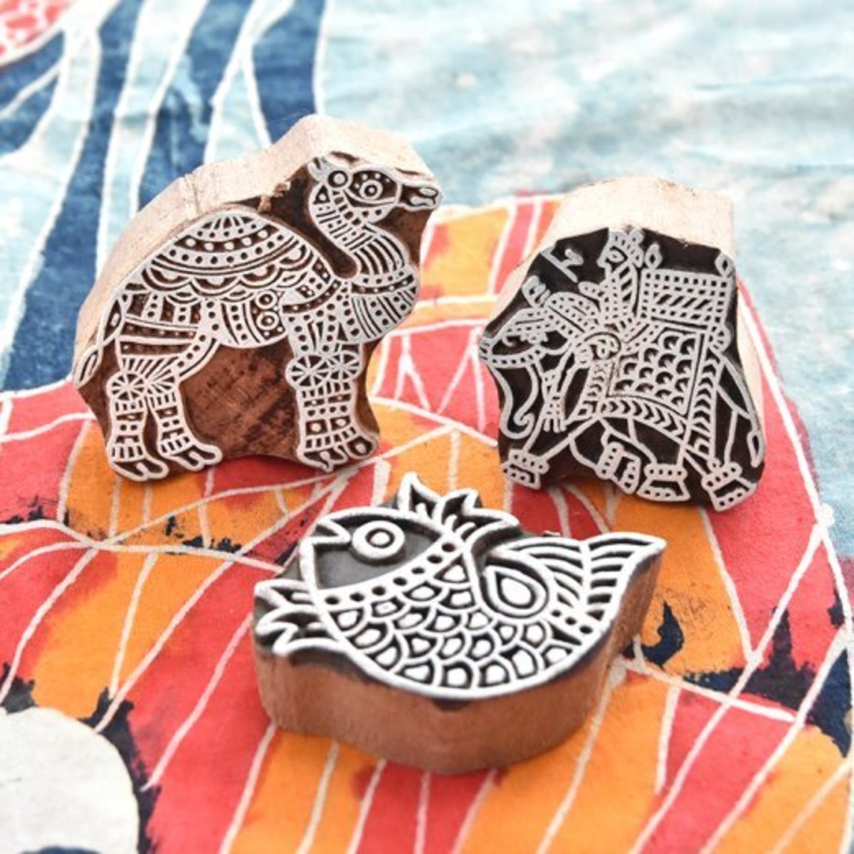 インドのブロックプリント版ウッドスタンプ木版in ブルックリンNY