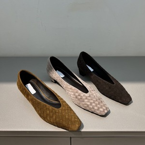 suede braided pumps　103111