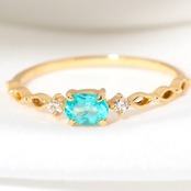 パライバトルマリン ブラジル産 リング 0.211ct D0.04ct k18 CGL産地鑑別書付き