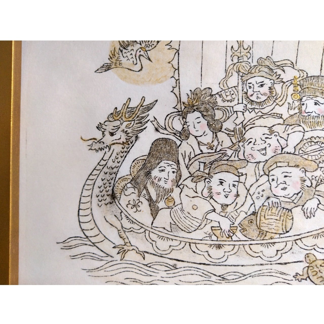 祖父のコレクション 赤銅魚々地 七福神 宝船の図 小柄 掛軸 三島玉園