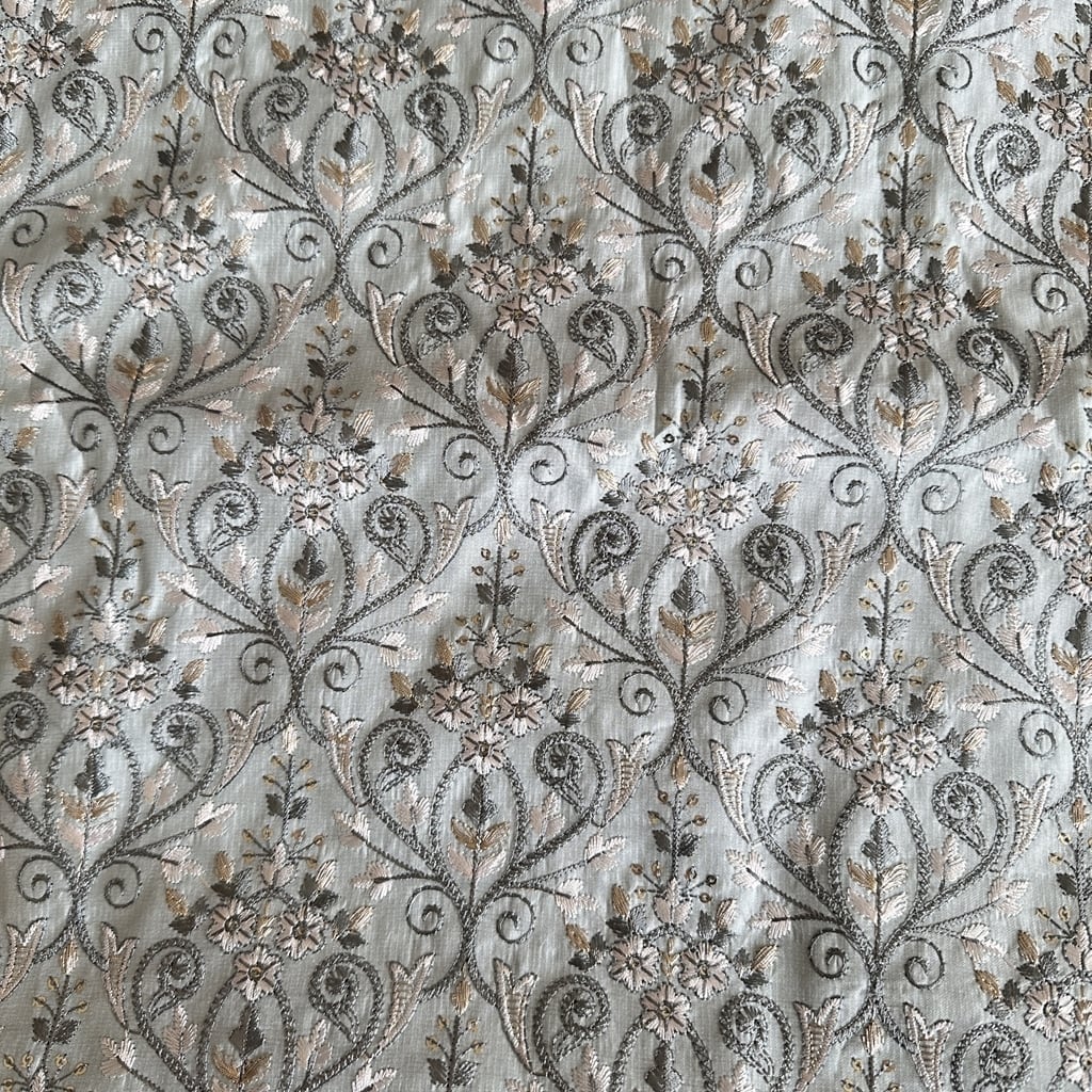 インド刺繍生地 エメラルド 7147