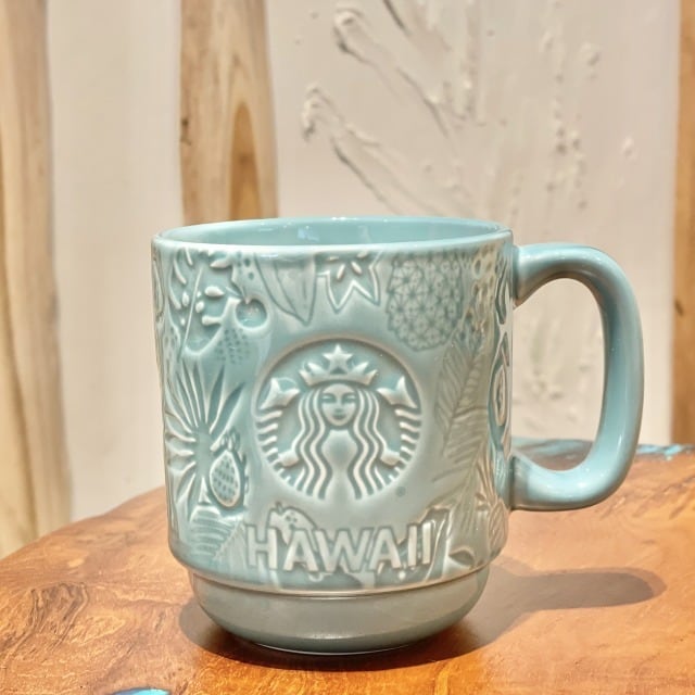 【Starbucks coffee HAWAII】CERAMIC MAG　セラミックマグ ハワイ限定 希少 スターバックス コーヒー 水色 マグ  マグカップ コップ ロゴ入り 蓋つき スタバ スタバ限定 ハワイ 南国 HAWAII ギフト プレゼント