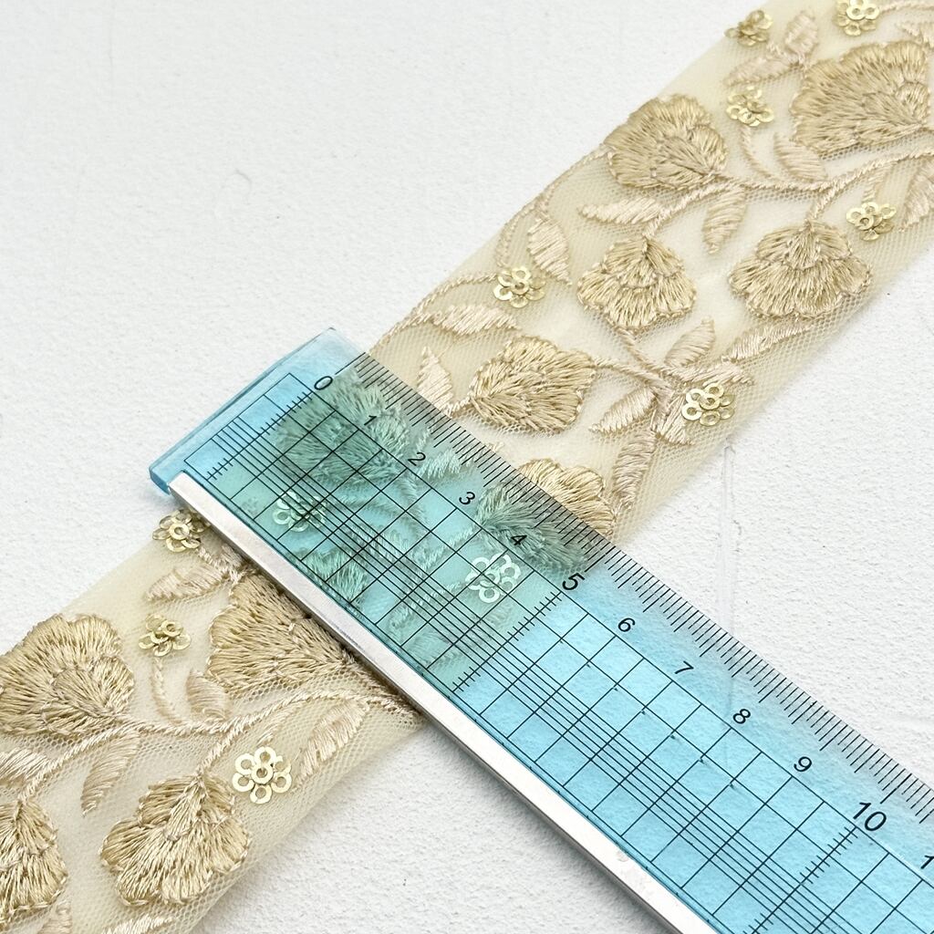 インド刺繍リボン 68 インド製 刺繍リボン 約80mm幅生地の通販