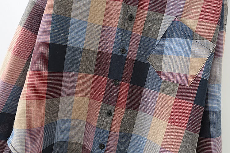 プラスサイズ チェックシャツ トップス シャツ ブラウス 袖あり 長袖