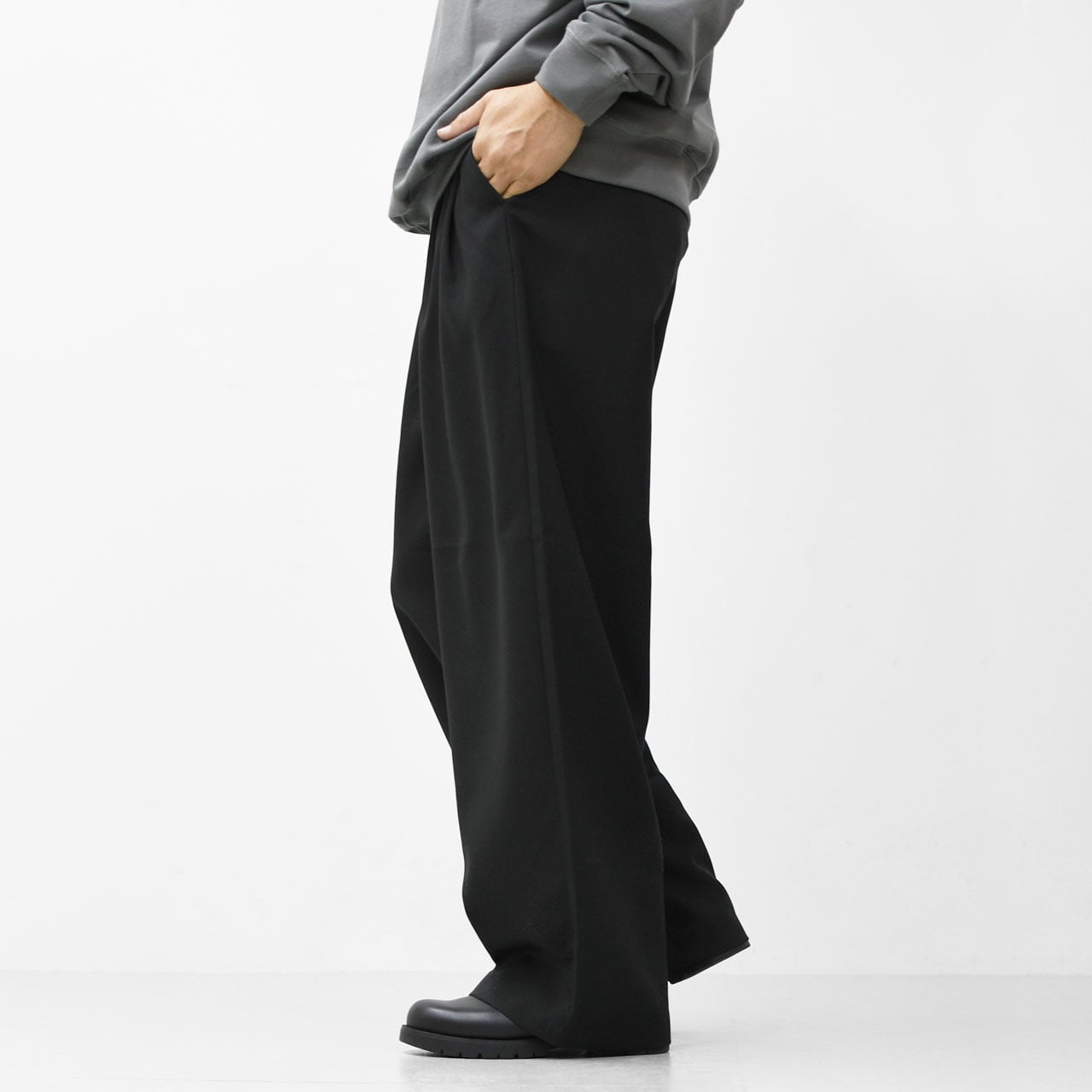 DANTON [ダントン] M MELANGE TWILL 2TUCK WIDE PANTS [DT-E0253MET