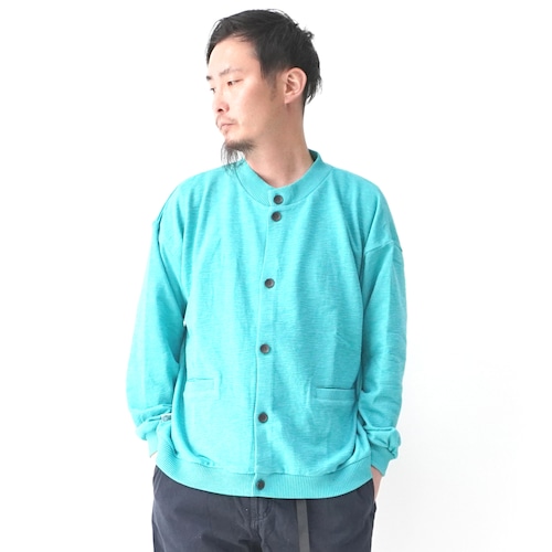 gym master ジムマスター ブロックインレーボタンカーディガン G433748 メンズ レディース ユニセックス カーディガン 通年 軽量 大阪 店舗 取り扱い ターコイズ