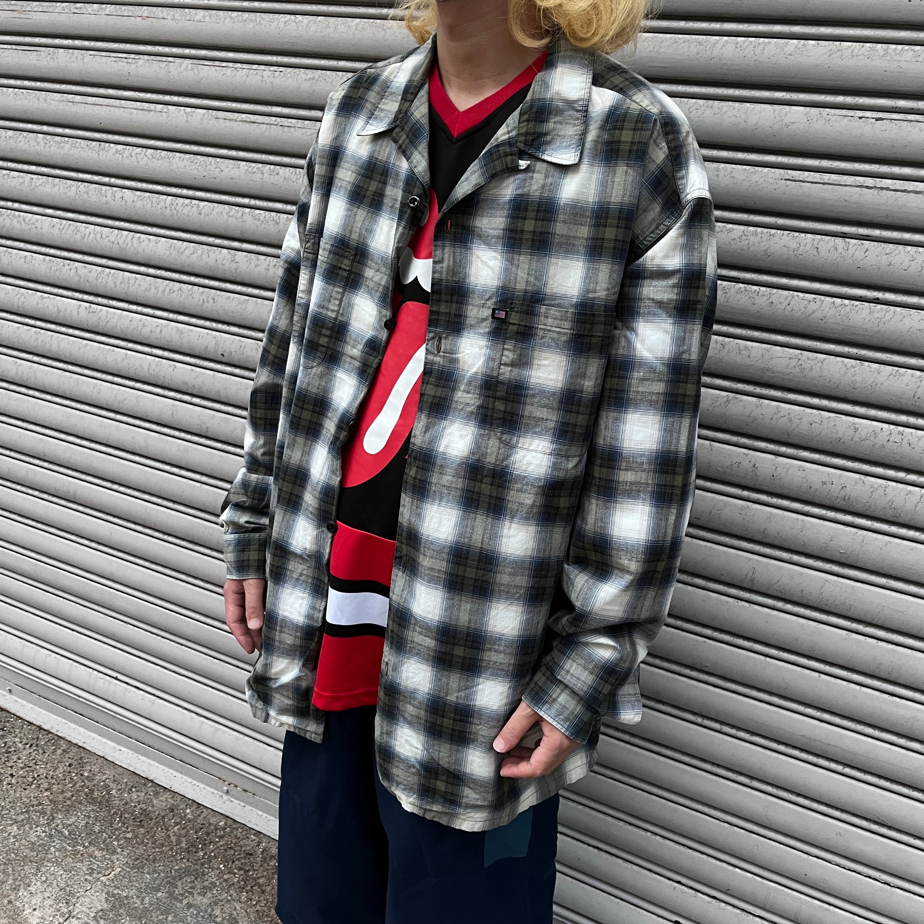 90's Polo Ralph Lauren オンブレチェック柄 オープンカラー 90's Polo Ralph Lauren オンブレチェック柄 オープンカラー