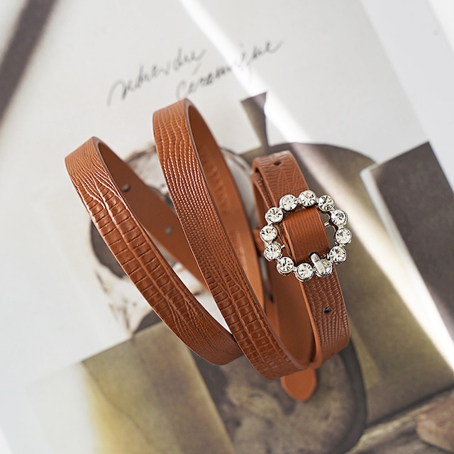 ビジューバックル レザーナローベルト《2 types》No.6048