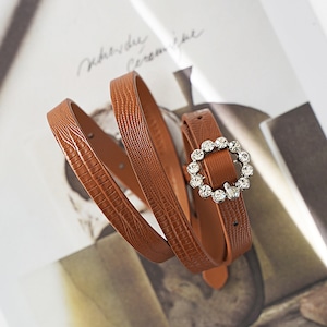 ビジューバックル レザーナローベルト《2 types》No.6048