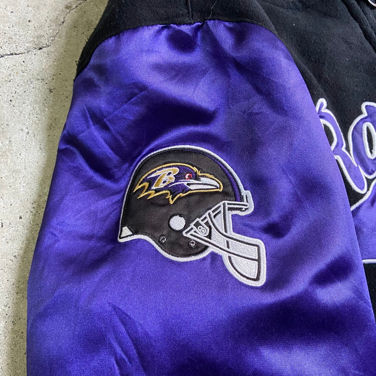 NFL ボルチモア レイブンズ 黒紫白 中綿ジャケット 刺繍 スタジャン