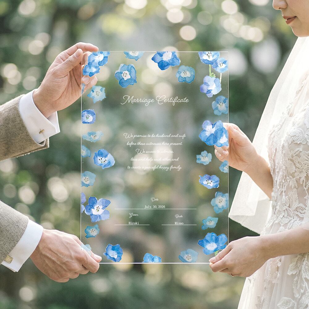 ネモフィラの結婚証明書 アクリル クリア 誓約書 ウェディング | Spica