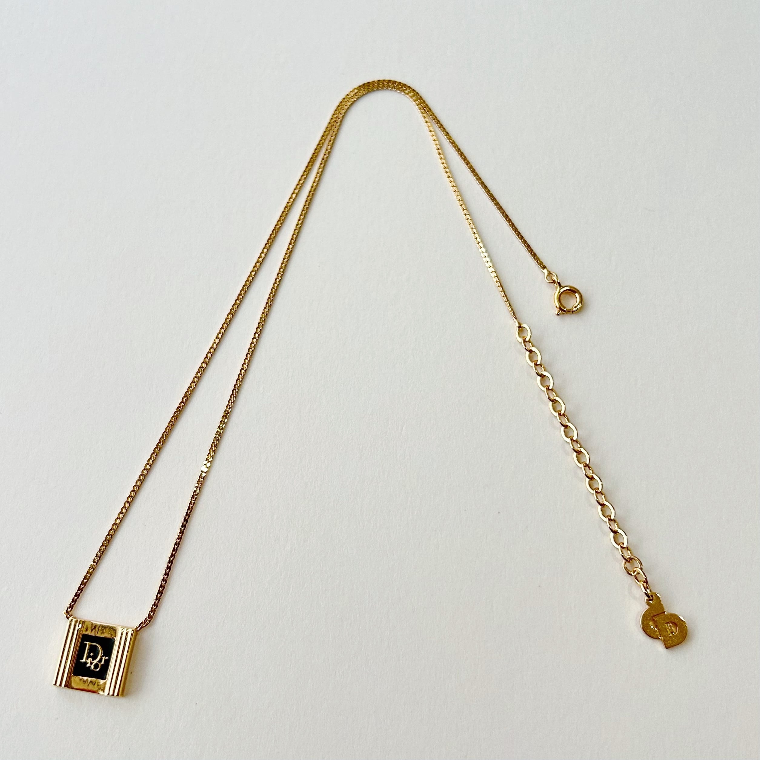 N6009】Christian Dior square logo necklace/クリスチャン N6009】Christian Dior square logo necklace/クリスチャン