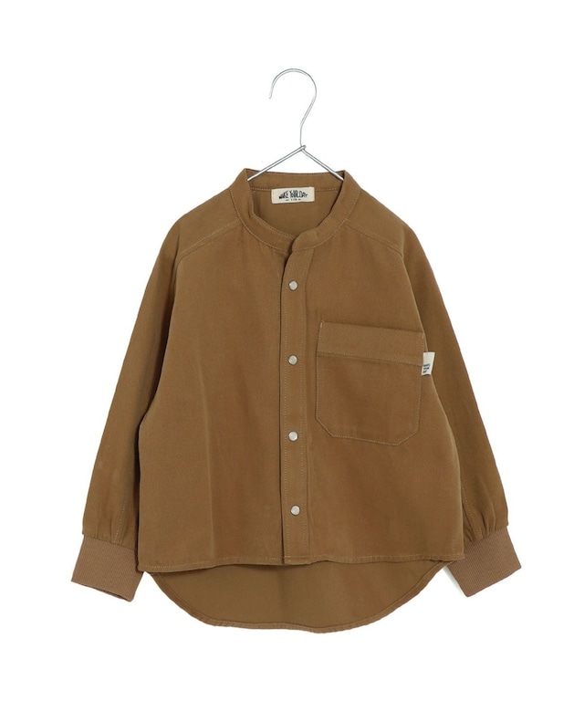 無地バンドカラー長袖シャツ■80~140cm