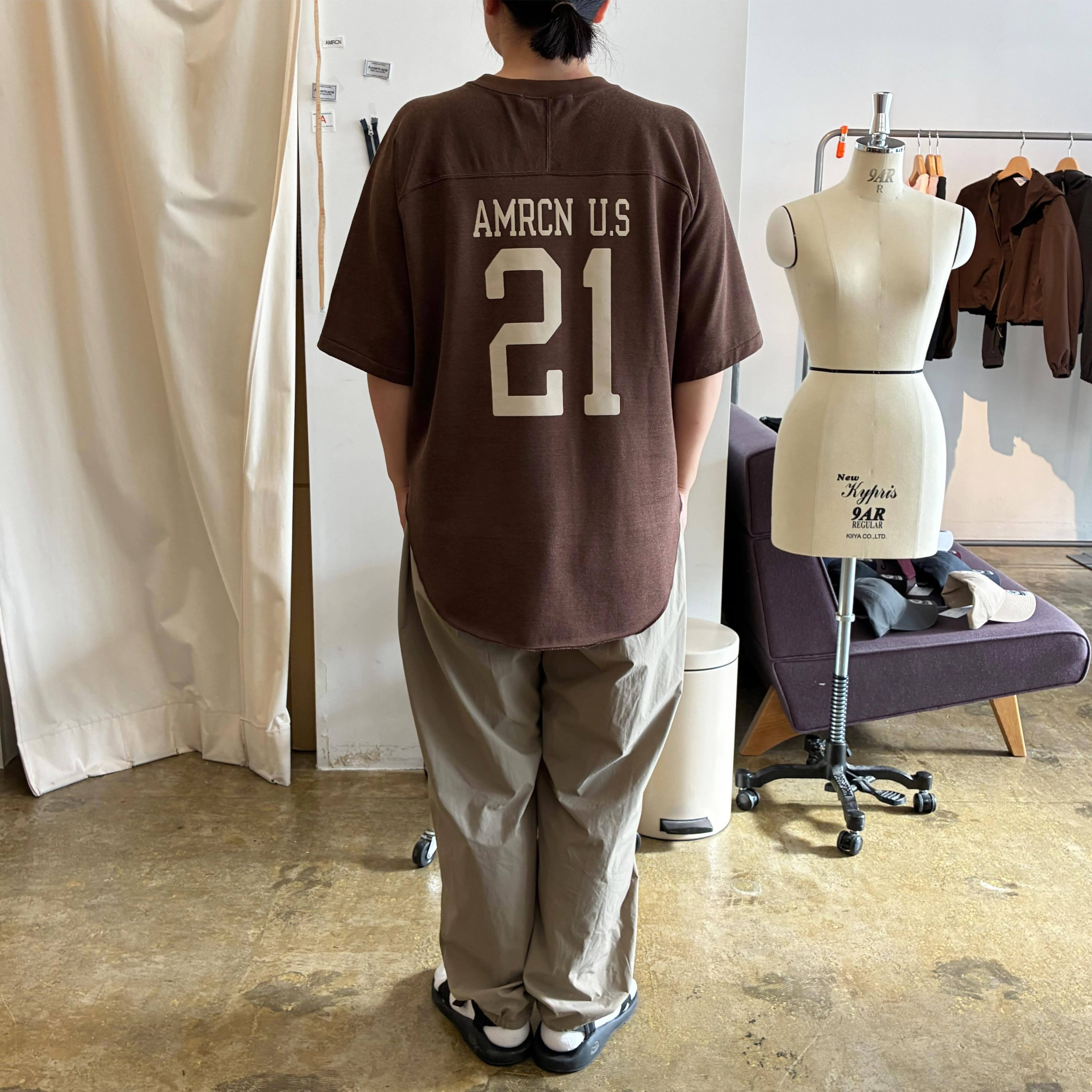 AMERICANA(アメリカーナ) Rayon Cotton Jersey Football Print Tee