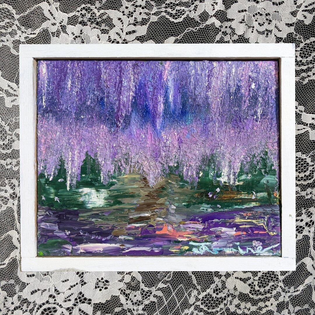 藤ノ花』キャンバス油彩画 額付き | 茉由Jasmine