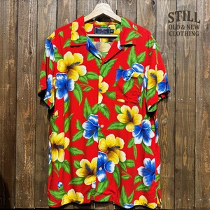 1990's POLO SPORT Ralph Lauren SHORT SLEEVE HAWAIIAN SHIRT　【サイズ表記 LL】 / 90年代 ポロ スポーツ 半袖 レーヨン ハワイアンシャツ 【着画有り】