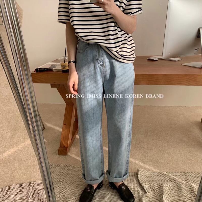 ジーンズ ルーズハイウェストスリムスプリングレディース 春物 ビッグFスモールZ韓国7227677382