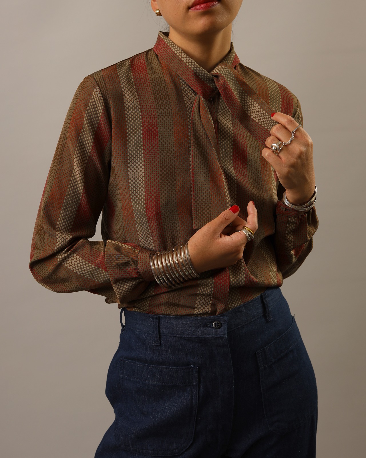 1980's Christian Dior / Tie Blouse