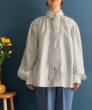 【送料無料】80's-90's European bow striped blouse　80年代〜　ヨーロピアン　ストライプブラウス