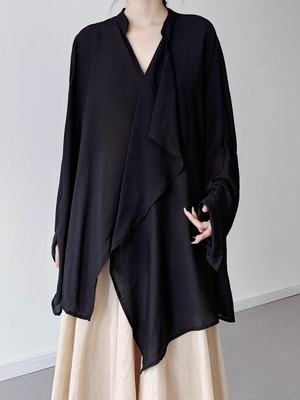 Irregular V-neck loose shirt [T2458]