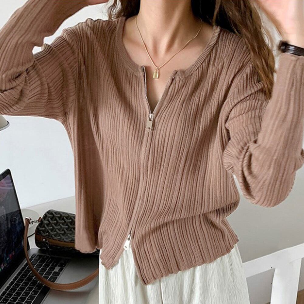 フロントファスナー ニット カーディガン レディース 春秋 きれいめ 大人 かわいい ライトアウター トップス おしゃれ カジュアル ショート丈 大人可愛い 大人女子