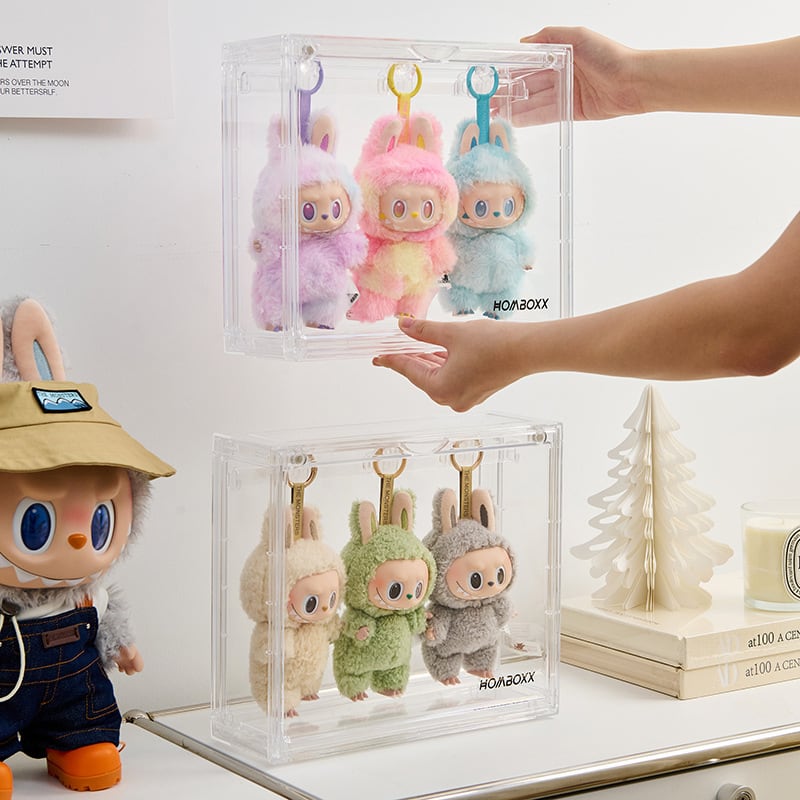 Labubu ドール/ぬいぐるみ用 透明 掛け収納ボックス 1個入 防塵 PC素材