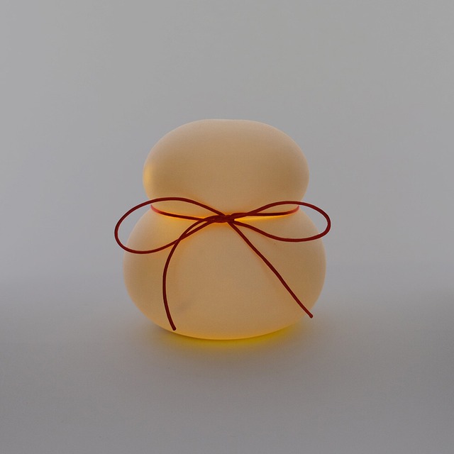 鏡餅のオブジェとしても使える 半磁器のLEDライト 雪だるま ビッグサイズ