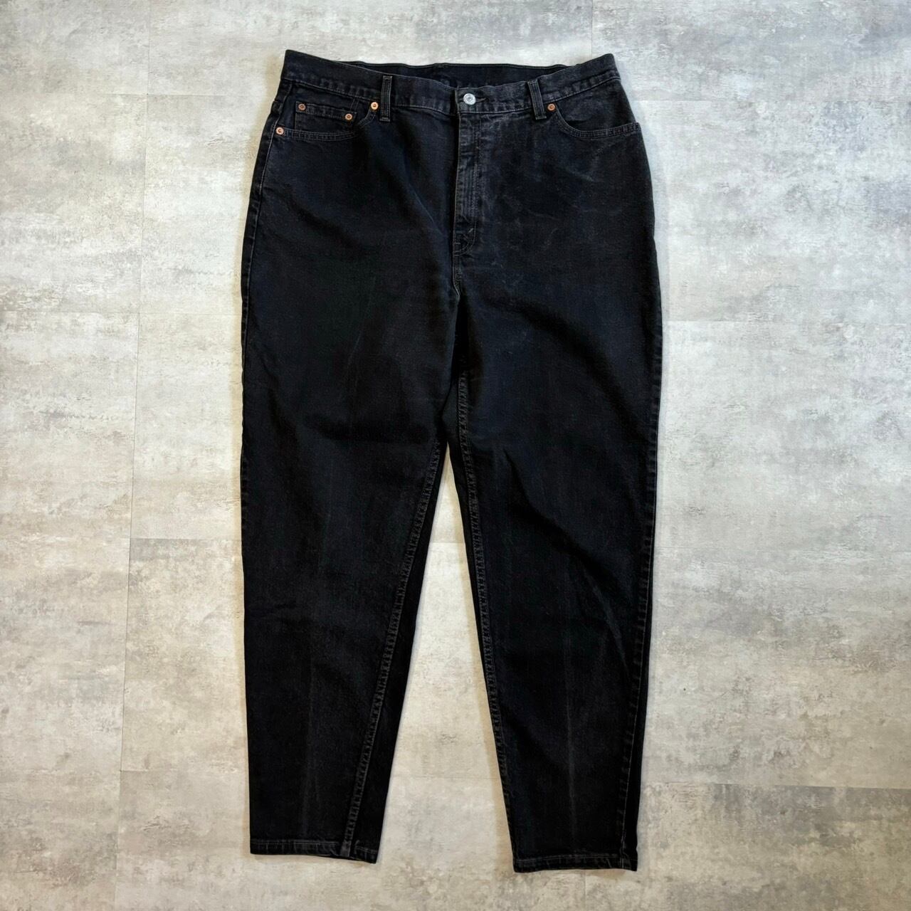 《実寸w35l29》levis550 ブラックデニム バギー No.1593