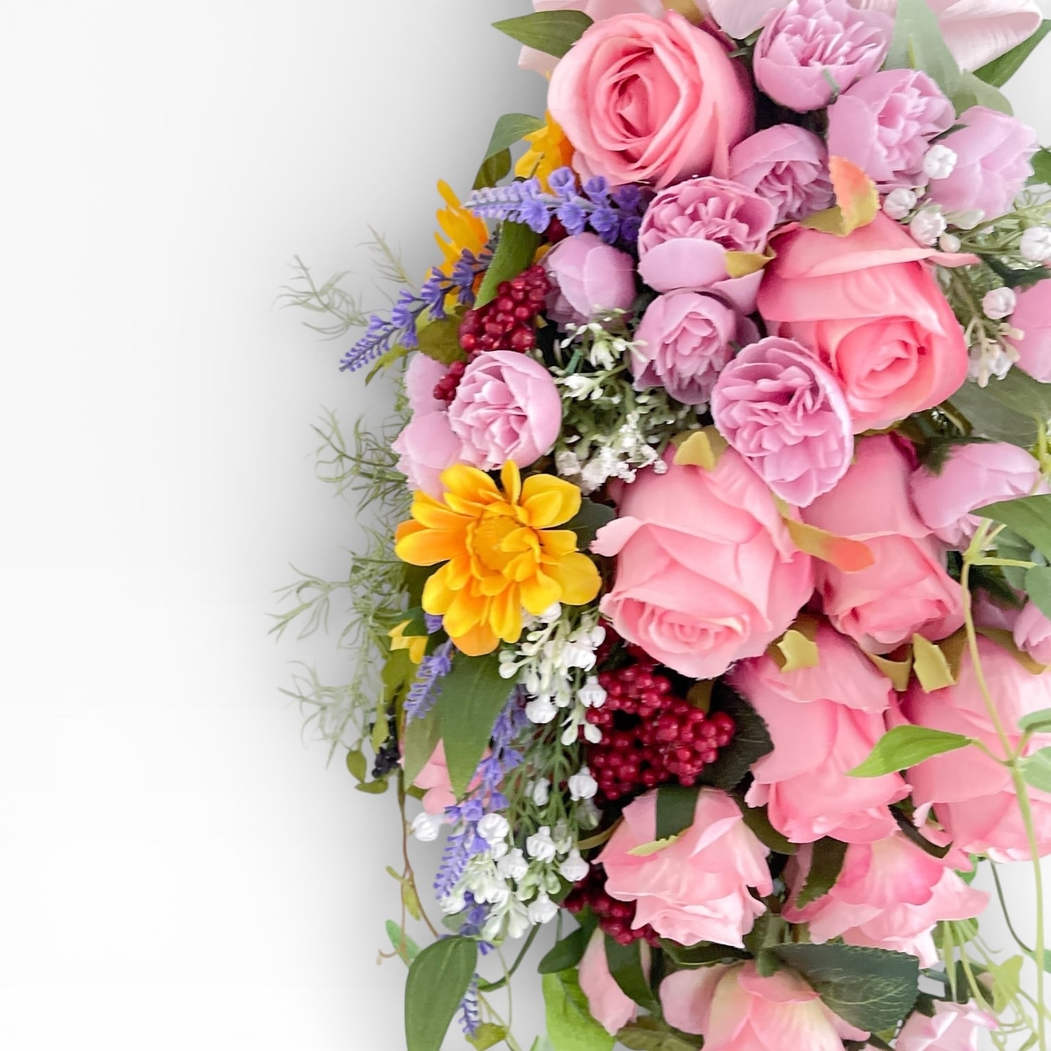 春色ローズのスプリングスワッグ｜光触媒アーティフィシャルフラワ 春